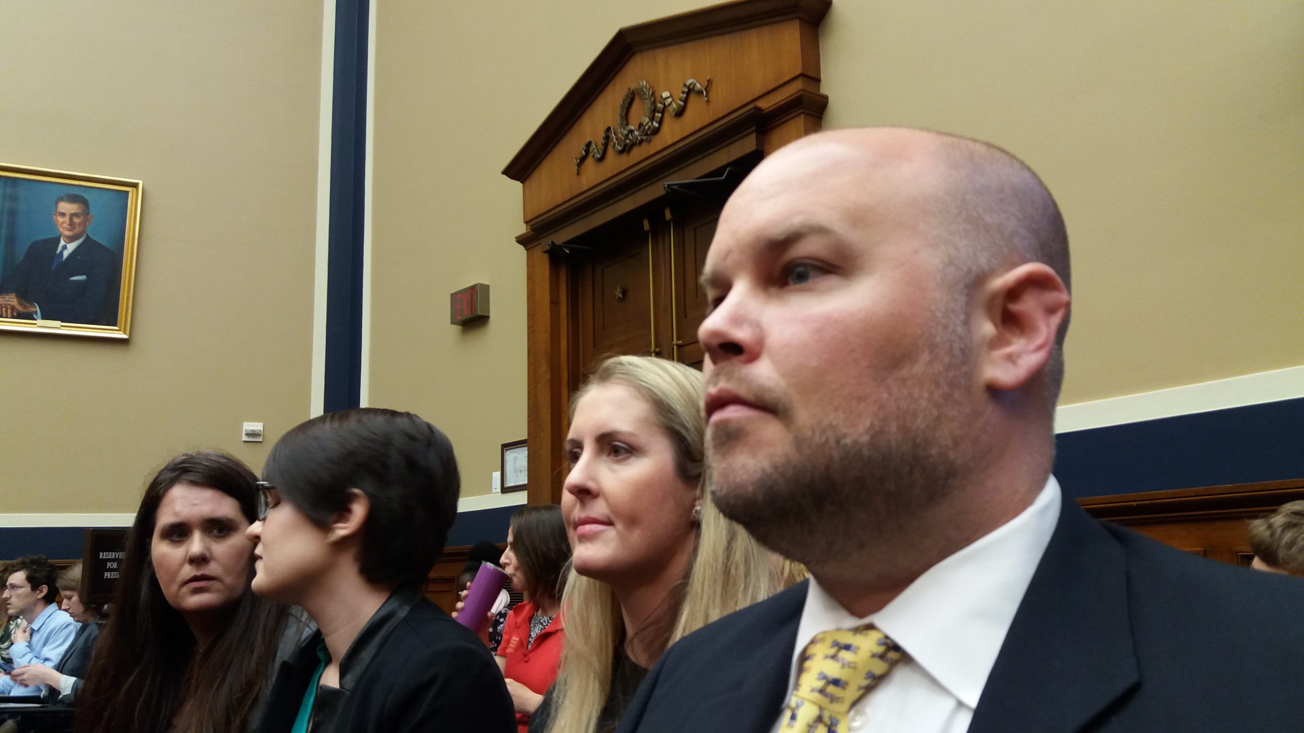 Brian and Johanna Wynne watch hearing